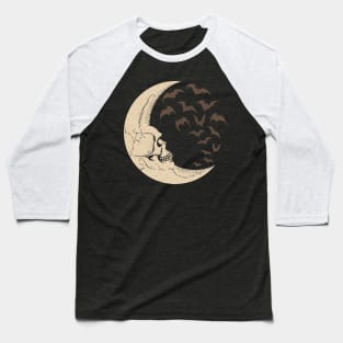 Skull Moon Vampire Bats Baseball T-Shirt